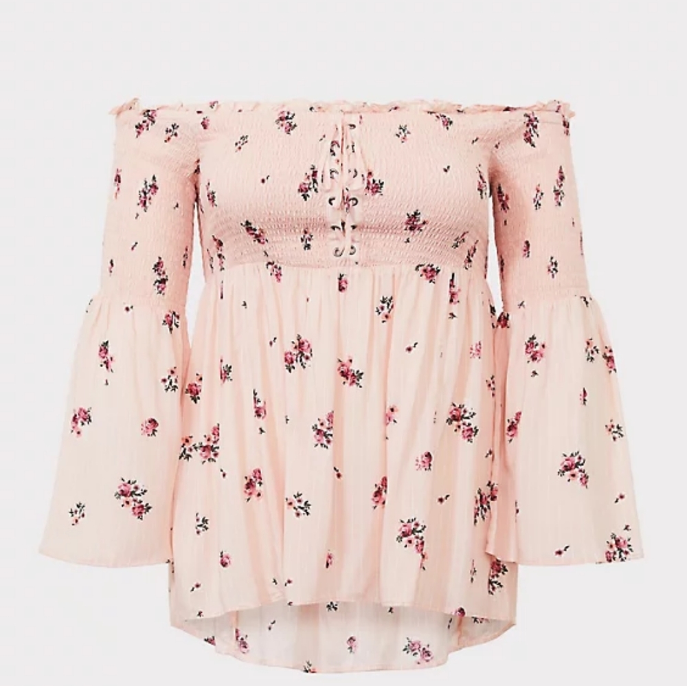 NWOT Torrid Off shoulder Pink Blouse Size 4